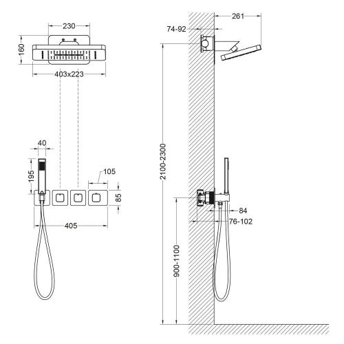 Душевая система Timo Petruma SX-5249/17SM встраиваемая в стену цвет золото с термостатом - фото 2