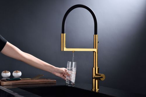 Смеситель для кухни Paulmark TORNADO To213402-BG на мойку золото - фото 5