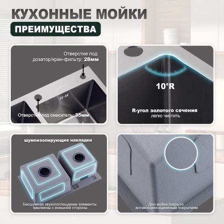 Кухонная мойка Splenka S706.7843.05 80х45 цвет серый поверхность матовая