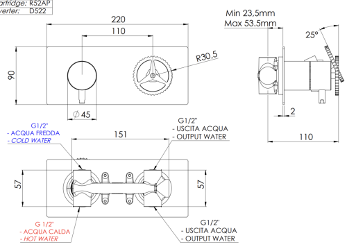 Смеситель для душа Remer Chrono CH92ZBG встраиваемый в стену золото - фото 2