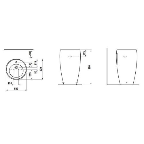 Раковина керамическая Laufen Alessi One 53 см 8.1197.2.400.104.1 напольная цвет белый 1 отверстие под смеситель - фото 2