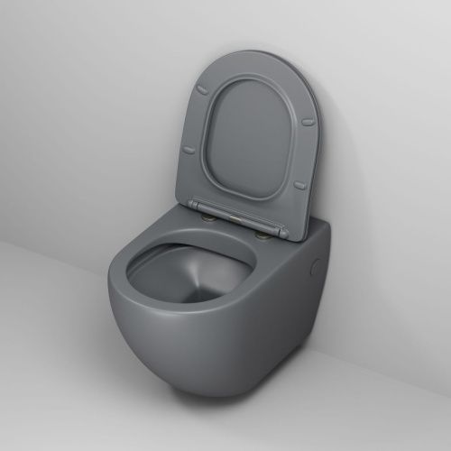 Унитаз подвесной Grossman Color GR-4411GMS серый с сиденьем безободковый каскадный смыв - фото 4