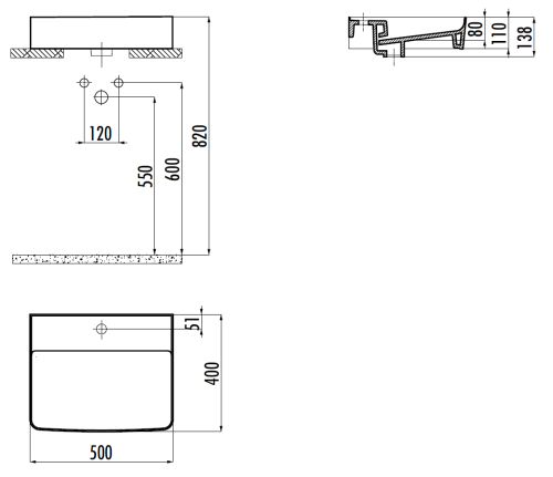 Раковина из сантехнического фарфора Creavit Ruby RB051-00MB42E-0000 50х40 накладная цвет белый - фото 2