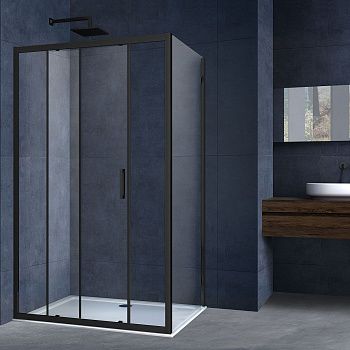 Душевой уголок Vincea Alpha VSR-3AL9011CLB 110х90 стекло прозрачное профиль черный без поддона