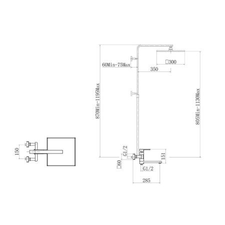 Душевая стойка Fashun A2415 настенная цвет хром