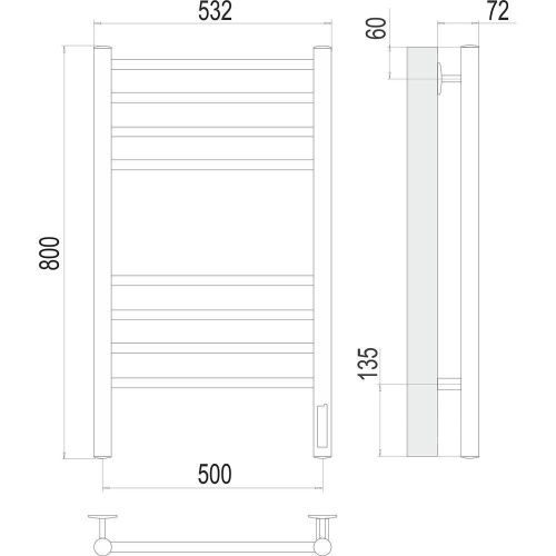 Полотенцесушитель электрический Terminus 4670078542953 55х80 черный - фото 3
