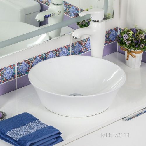 Раковина из сантехнического фарфора Melana 78114-805 40х40 накладная цвет белый без отверстий под смеситель - фото 4