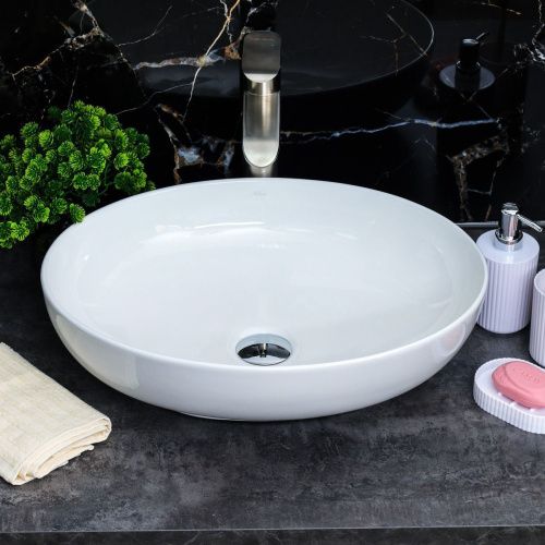 Раковина из сантехнического фарфора Melana 320316-805 50х40 накладная цвет белый без отверстий под смеситель - фото 4