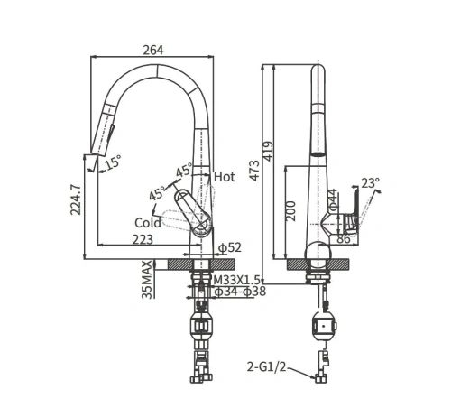 Смеситель для кухни Arrow AG4519CP на мойку хром - фото 5
