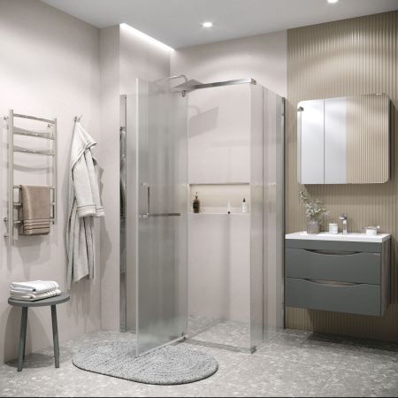 Душевой уголок Grossman Pragma 120.K33.03.1280.10.02 120х80 стекло текстурное профиль хром без поддона