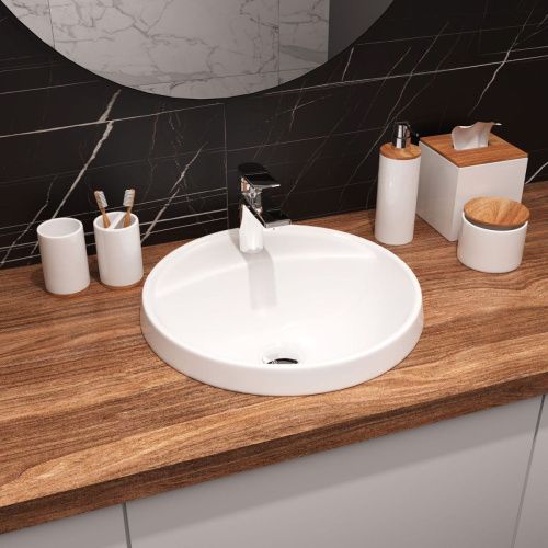 Раковина мебельная из сантехнического фарфора Sanita Luxe Art Inside 43 ART43SLWB01I 40х40 встраиваемая цвет белый - фото 5