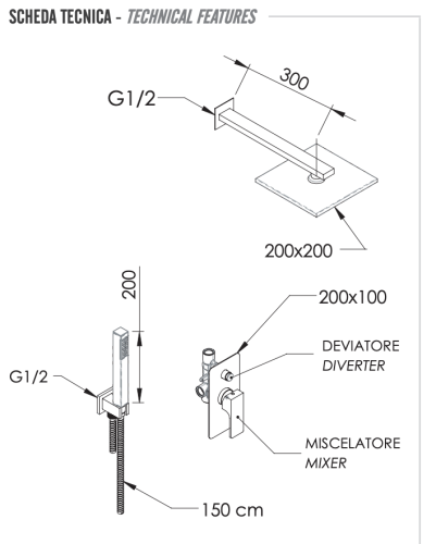 Душевая система Remer Absolute AU09S02O20 встраиваемая в стену цвет хром - фото 2