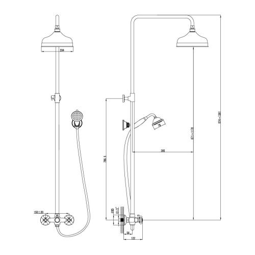 Душевая стойка LeMark Vintage LM2860B настенная цвет бронза - фото 2