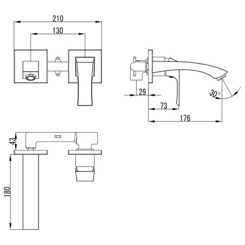 Смеситель для раковины LeMark Unit LM4526C встраиваемый в стену хром - фото 3