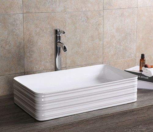 Раковина из сантехнического фаянса CeramaLux W1531-D1408 70х40 накладная цвет белый без отверстий под смеситель - фото 5