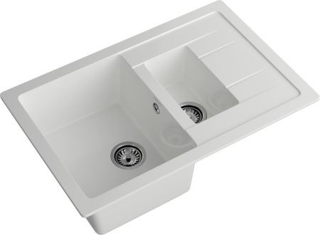 Кухонная мойка Granfest Quadro Q-775KL иней 75х50 цвет белый поверхность матовая