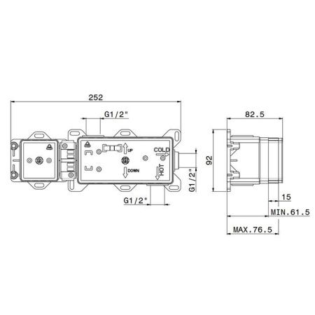 Внутренняя часть для смесителя для душа, с душем и с переключателем на 2 потока и выходом Newform 31086.00.000