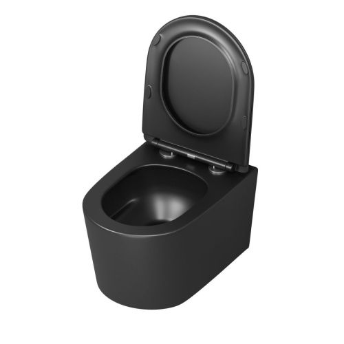 Унитаз подвесной Grossman Торнадо GR-4499BMSQ черный с сиденьем микролифт безободковый смыв торнадо - фото 3