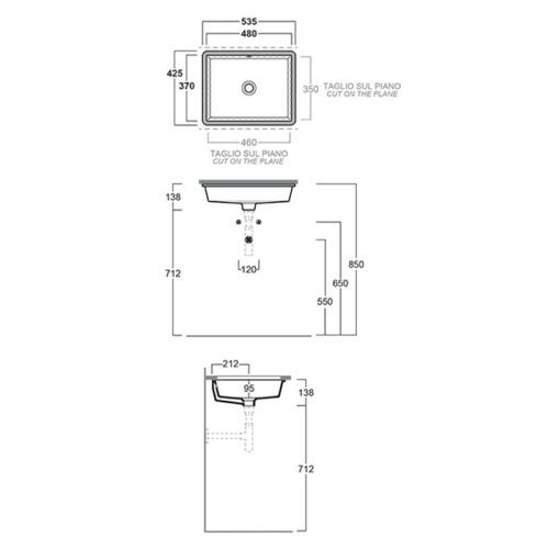 Раковина керамическая Simas Top e lavabi d'Arredo S59 nero matt*0 50 см встраиваемая цвет черный без отверстий под смеситель - фото 2