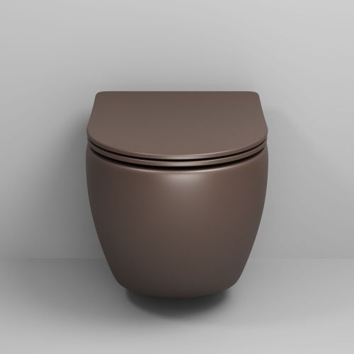 Унитаз подвесной Grossman Color GR-4455BRMS коричневый с сиденьем безободковый каскадный смыв - фото 3