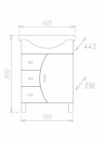 Тумба под раковину Onika Луна 106005 60х30 подвесная цвет белый/бежевый - фото 3