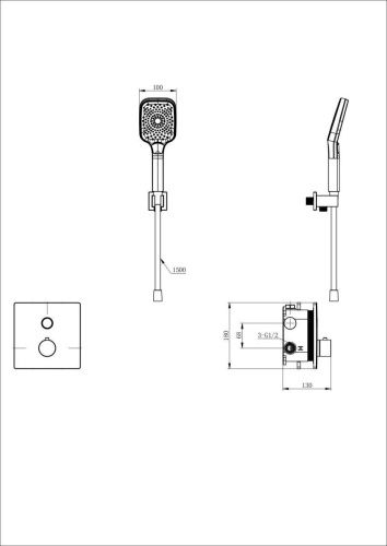 Смеситель для душа Wonzon & Woghand WW-D1017-B-BG встраиваемый в стену золото с термостатом - фото 2