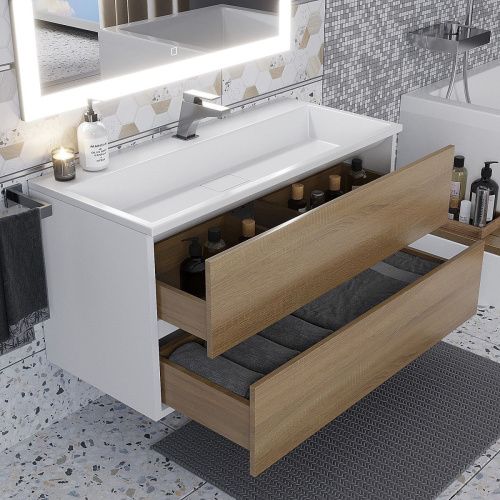 Раковина из искусственного камня Uperwood Barsa 293020531 100х50 полувстраиваемая цвет белый - фото 3