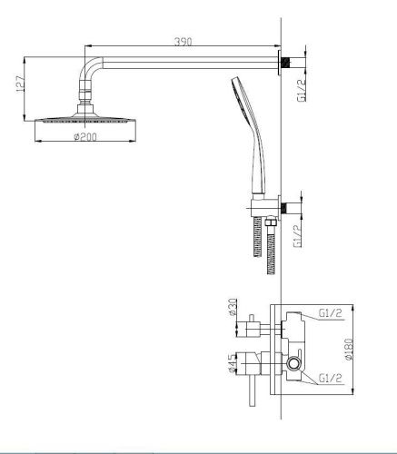Душевая система BelBagno ETNA ETNA-SET-DDS-IN встраиваемая в стену цвет серый - фото 2