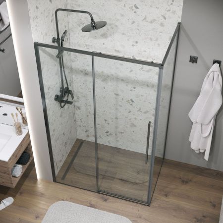 Боковая стенка Grossman Galaxy 200.K33.01.100.42.00 100х195 стекло прозрачное профиль графит