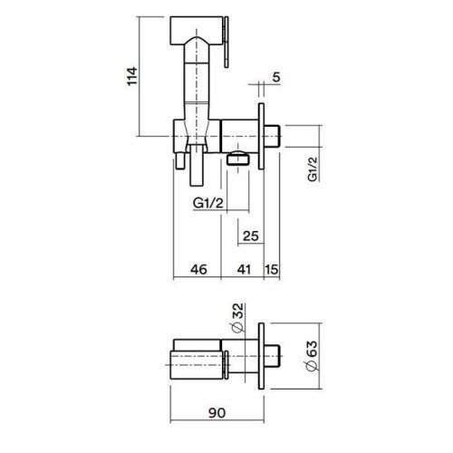Гигиенический душ QuadroDesign ID026AS нержавеющая сталь - фото 2