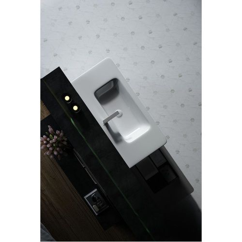 Раковина керамическая Dreja Nikson 200661 110х50 подвесная цвет белый 1 отверстие под смеситель - фото 4