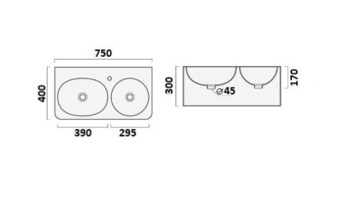 Раковина из сантехнического фарфора Cerutti SPA СТ9699 80х40 подвесная цвет белый 1 отверстие под смеситель - фото 3