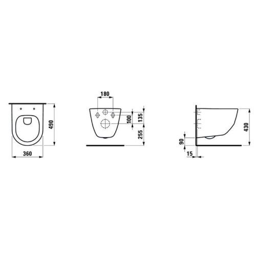 Чаша унитаза подвесная Laufen Pro 8.2096.5.000.000.1 цвет белый без сиденья безободковая каскадный смыв - фото 2