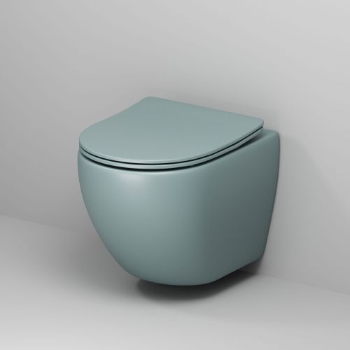 Унитаз подвесной Grossman Color GR-4455MNMS мятный с сиденьем безободковый каскадный смыв - фото 2