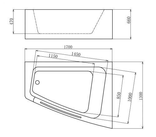 Ванна акриловая гидромассажная Gemy G9056 K R 170х130 пристенная асимметричная с каркасом - фото 4