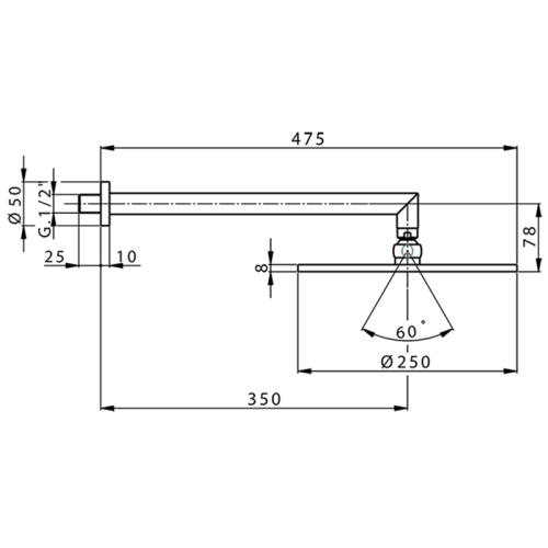 Верхний душ Cisal Less New DS01363040 черный - фото 2