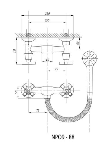Cмеситель для ванны и душа TSARSBERG TSB-09-88 настенный хром - фото 4