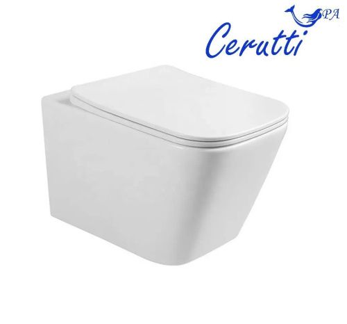 Унитаз подвесной Cerutti SPA CT9164 белый с сиденьем микролифт безободковый каскадный смыв - фото 2