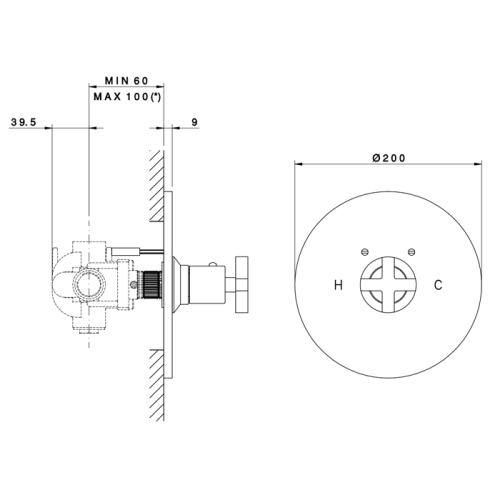 Смеситель для душа Nicolazzi Termostatico 4914CR27 встраиваемый в стену хром (внешняя часть) - фото 2