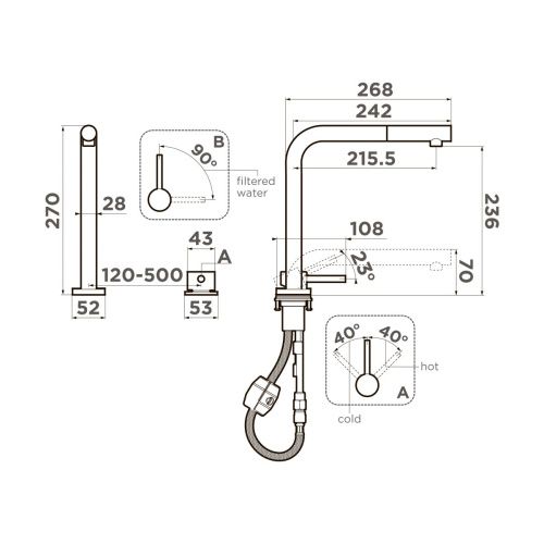 Смеситель для кухни Omoikiri Nara 2 Plus-S 4994369 на мойку нержавеющая сталь - фото 2