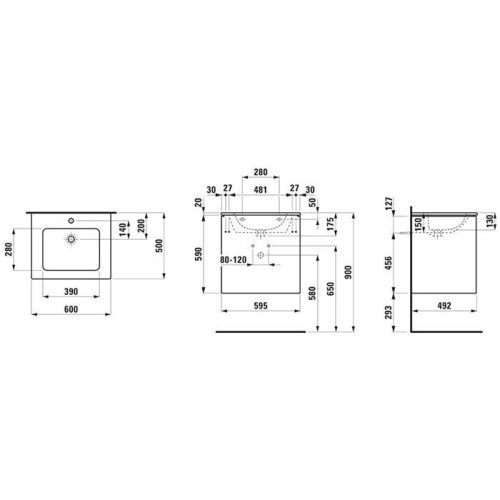 Тумба с раковиной Laufen Pro 8.6496.0.261.104.1 60х50 подвесная цвет белый - фото 2