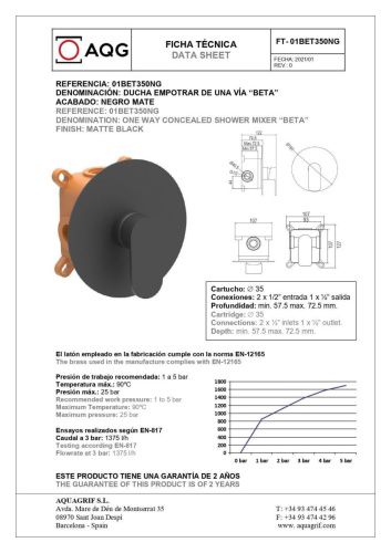 Смеситель для душа AQG Beta 01BET350NG встраиваемый в стену черный - фото 2