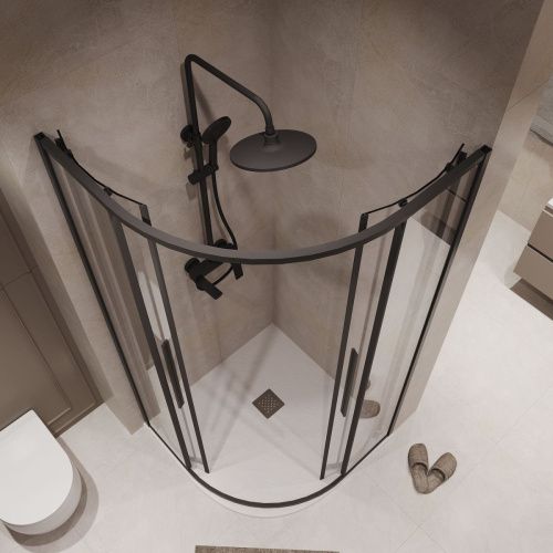 Душевой уголок Niagara Nova NG-6826-34BLACK 90х90 стекло прозрачное профиль черный без поддона - фото 5