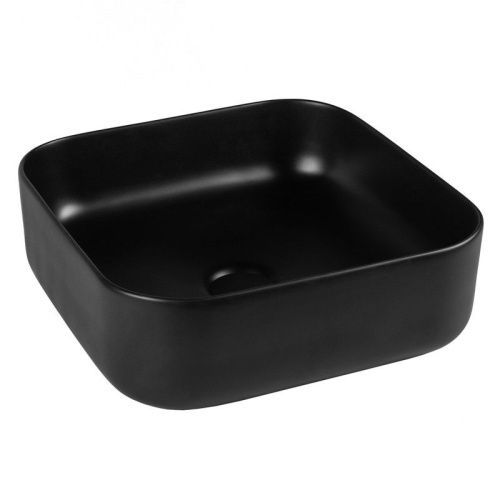 Раковина из сантехнического фарфора Bond Cube S57-388 40х40 накладная цвет черный без отверстий под смеситель