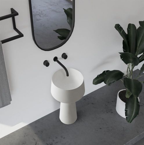 Раковина из искусственного камня Abber STEIN AS2508 50х50 напольная цвет белый без отверстий под смеситель - фото 3