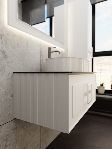 Тумба со столешницей La Fenice CUBO NFNC-01-CUB-B-80-3-GB 80х50 подвесная цвет белый - фото 5