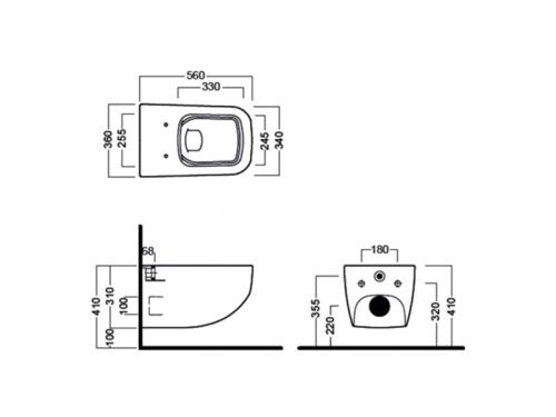 Чаша унитаза подвесная Hatria NEXT Y1F101 цвет белый без сиденья безободковая душевой смыв - фото 3