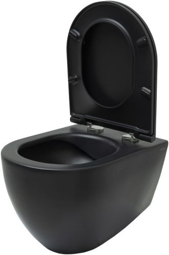 Чаша унитаза подвесная Allen Brau Reality 4.32006.31 цвет черный без сиденья безободковая каскадный смыв - фото 4