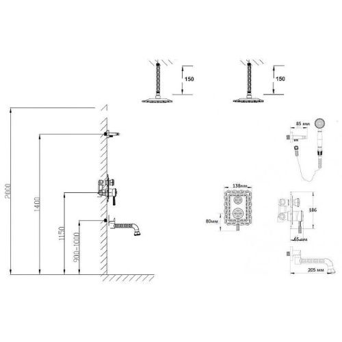 Душевая система Bronze de Luxe 10137/1R встраиваемая в стену цвет бронза - фото 3