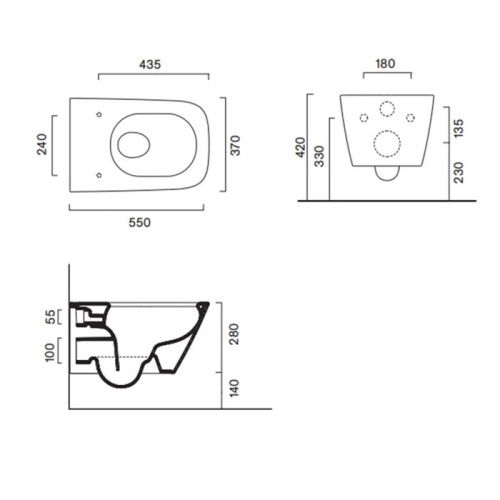 Чаша унитаза подвесная Catalano Green 411550001 цвет белый без сиденья безободковая смыв торнадо - фото 2